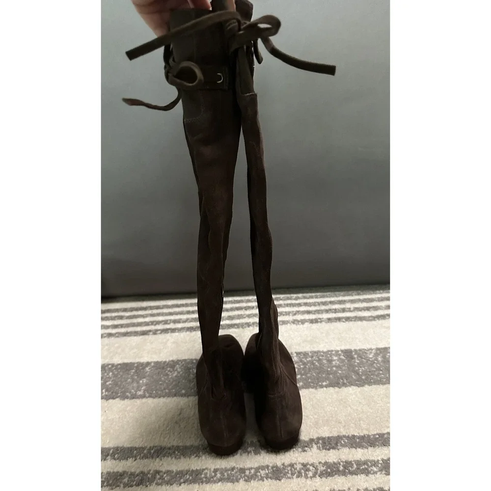 Joan & David thigh high suede boots‎ brown Women's Size 8 New